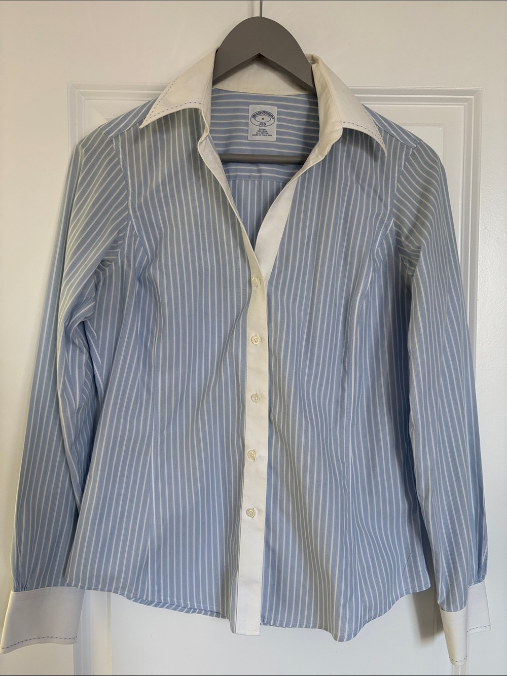 Brooks Brothers Light Blue and White Striped Button-Down Shirt